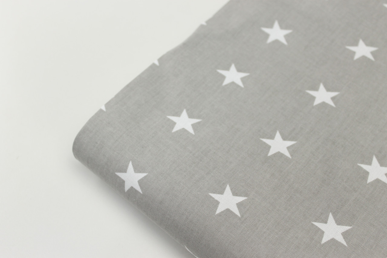 Лоскуток. Бязь із білими зірками 2 см на сірому тлі No19, 82*160 см, фото 1