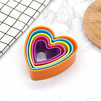 Набір форм для вирубки печива у формі Серце 5 шт, різнокольорові форми для печива