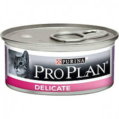 Purina Pro Plan Delicate Turkey Cat Консервований корм з індичкою для кішок з чутливим шлунком (паштет) 85г