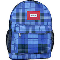 Рюкзак текстильний у клітинку синього кольору на 1 відділення Bagland Молодіжний 17 л для хлопця 1357 (00533664)