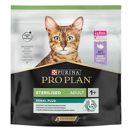 Purina Pro Plan Sterilised Adult Renal Plus Сухий корм з індичкою для стерилізованих котів 400г, фото 1