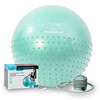М'яч для фітнесу фітбол напівмасажний для тренувань вдома та в залі з помпою PowerPlay 4003 Ø65 см