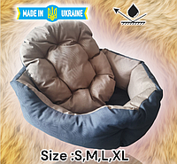 Лежак для собак 45х55см лежанка для небольших собак серый с бежевым Спальные места для собак