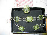 Гарнітур набір Avon сережки, каблучка, браслет із зеленим камінням, фото 4