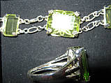 Гарнітур набір Avon сережки, каблучка, браслет із зеленим камінням, фото 9