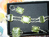 Гарнітур набір Avon сережки, каблучка, браслет із зеленим камінням, фото 5