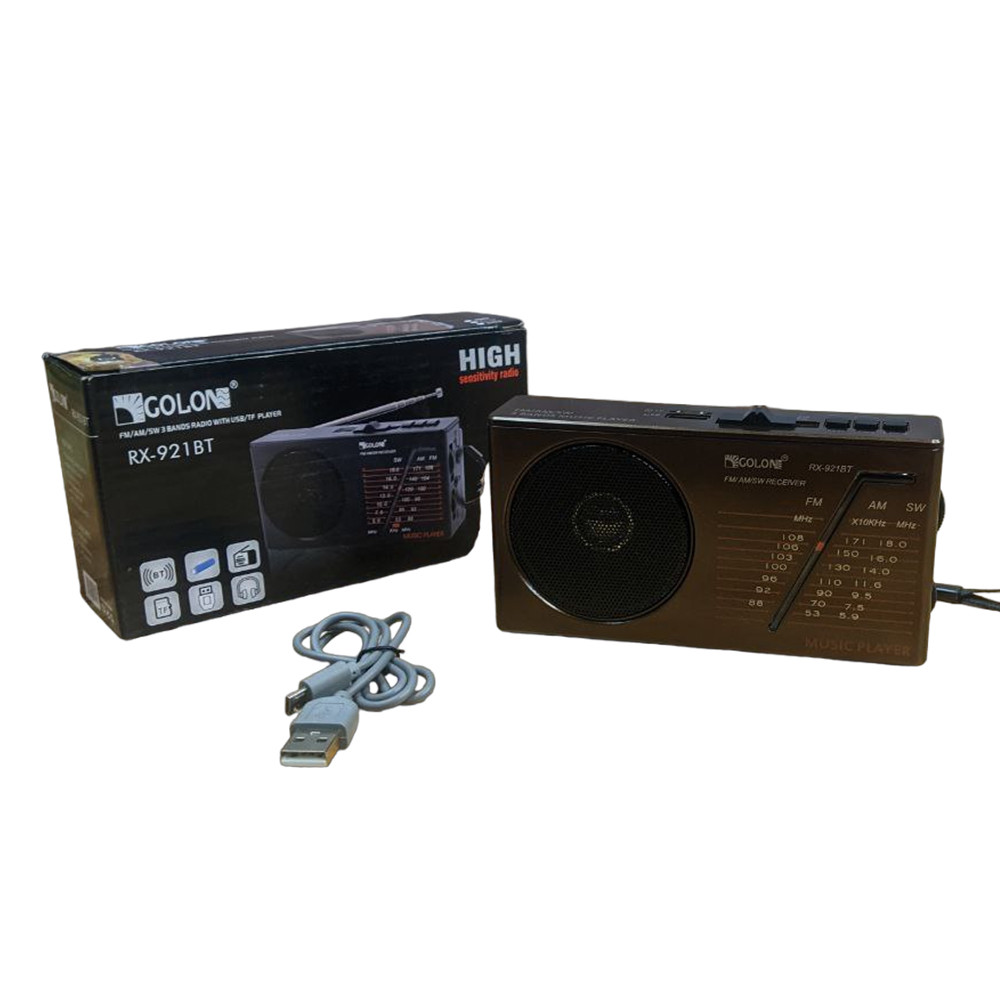 Портативний радіоприймач акумуляторний GOLON RX-921B з USB Коричневий, фото 1