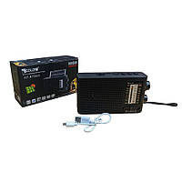 Портативний радіоприймач акумуляторний GOLON ICF-BT507S з USB та сонячною панеллю Чорний