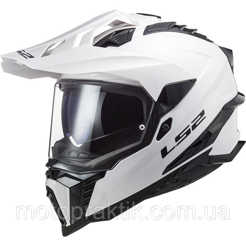 LS2 MX701 Explorer Solid Gloss White, XS Мотошолом ендуро (мотард) з окулярами