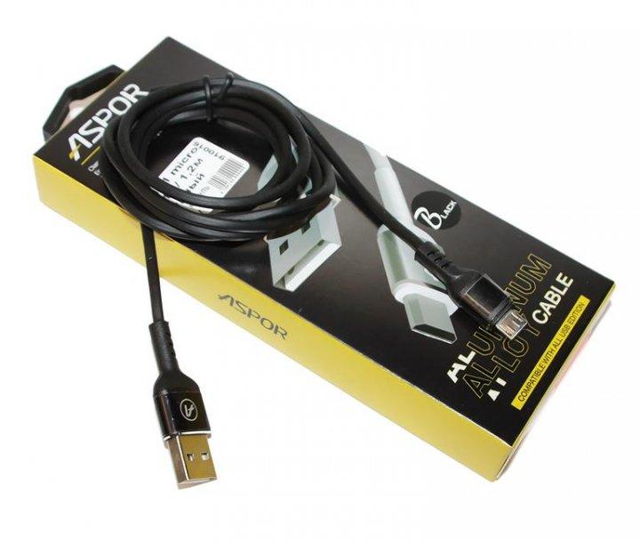 USB кабель Aspor A121 Micro 2.1A/1.2м- чорний