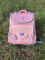 Школьный каркасный ортопедический рюкзак розовый