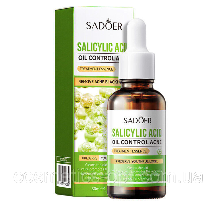 Сироватка для жирної проблемної шкіри SADOER Salicylic Acid Oil Control Acne Treatment Essence, 30ml, фото 1