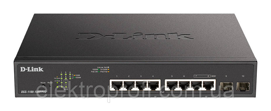 Комутатор D-Link (DGS-1100-10MPPV2/A3A) 8-PORT 10/100/1000 MBPS+