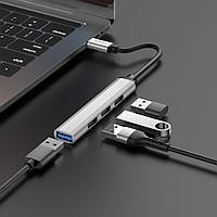 USB-hub Type-C 3.0 хаб 4-в-1 підтримка накопичувача до 1Tb HOCO HB26 Type-C to USB 3.0*1+USB 2.0*3