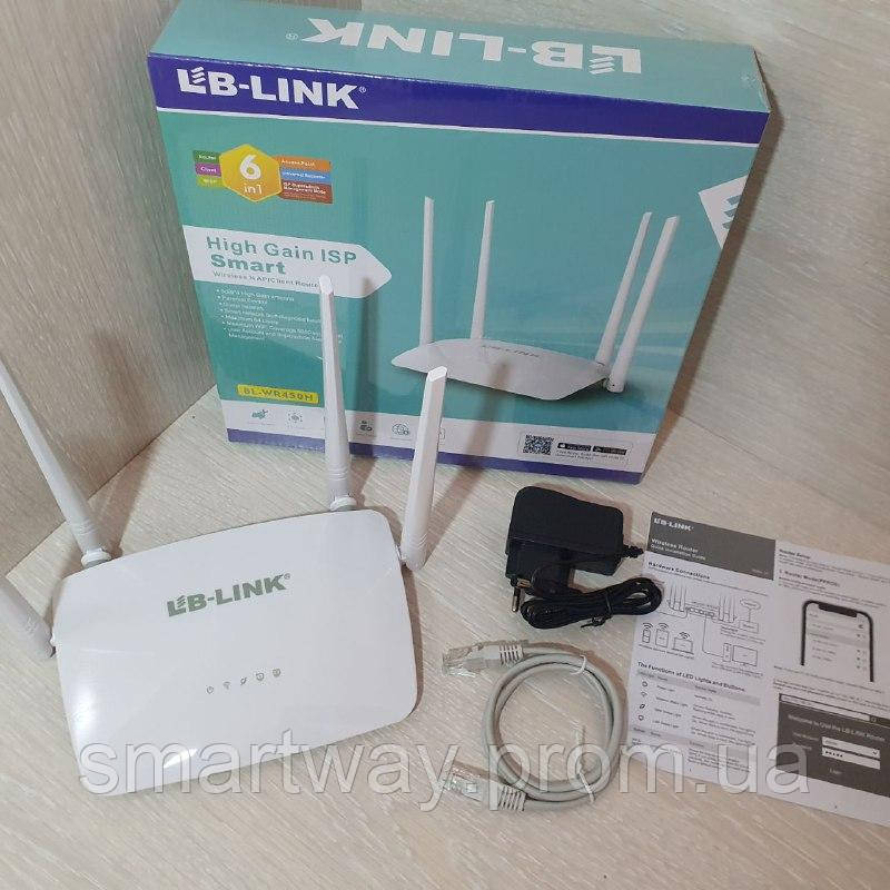 Wifi роутер LB-Link Сетевой маршрутизатор на 4 антенны 2.4GHz 300 Mbps Двухдиапазонный роутер для дома Way - фото 2 - id-p1891392873