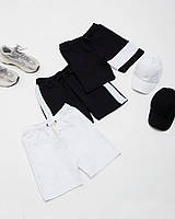 Шорты мужские Baze спортивные белые-черные Комплект 3 пары шорт на резинке Бриджи повседневные