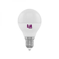 Лампа светодиодная ELM Led шар 5W цоколь E14 3000К теплый свет