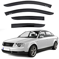 Дефлекторы окон, ветровики Audi A6 (C5) седан 1997-2004 (скотч) AV-Tuning