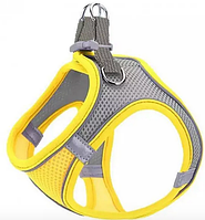 Шлея для собак і котів Kafuli Pet Collection зі світловідбивними елементами XXS жовтий + повідець