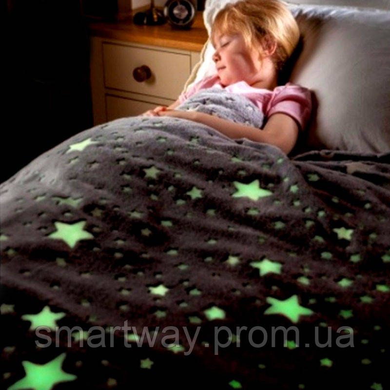Светящееся постельное белье для детей мягкий теплый плед звезды для дома светящееся одеяло Way - фото 3 - id-p1891393048
