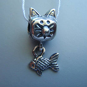 Шарм-підвіска Кіт і Рибка для браслета Пандора
