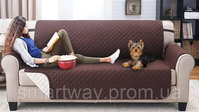 Универсальная накидка на диван покрывало Couch Coat двухстороннее стеганное покрывало чехол Way - фото 3 - id-p1891394169