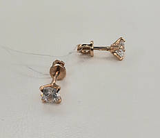 Сережки - пусети в червоному золоті