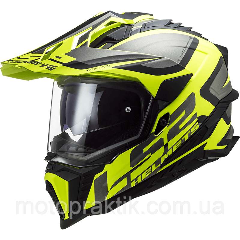 LS2 MX701 Explorer Alter Matt Black Hi-Vis Yellow, XS Мотошолом ендуро (мотард) з окулярами