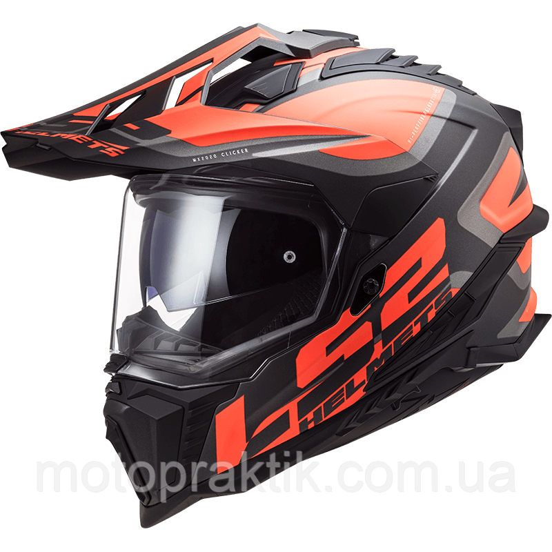 LS2 MX701 Explorer Alter Matt Black Fluo Orange, L Мотошолом ендуро (мотард) з окулярами