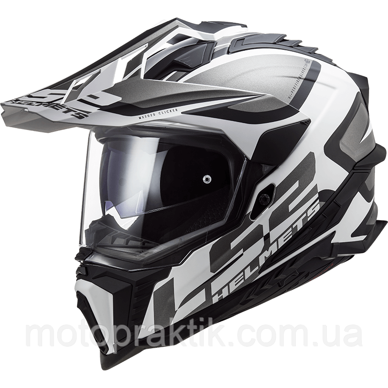 LS2 MX701 Explorer Alter Matt Black White, XL Мотошолом ендуро (мотард) з окулярами