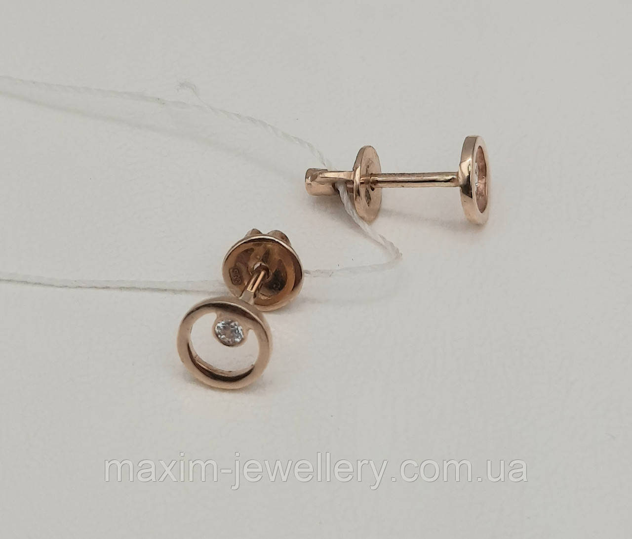 Сережки - пусети в червоному золоті, фото 1