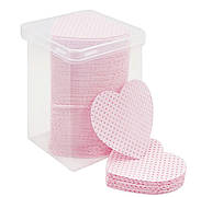 Безворсові перфоровані серветки "Серце" у пластиковому боксі (200 шт. в уп.) Рожевий
