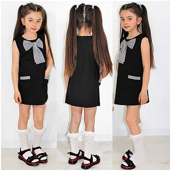 Сарафан для дівчинки з бантом Шкільна дитяча форма вік від 6 до 13 років чорного кольору