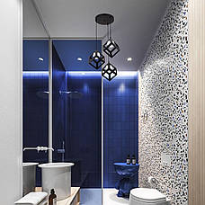 Чорна люстра з кубиками з плафоном всередині (56-PR160glass-3 BK+WH), фото 6