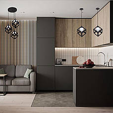 Чорна люстра з кубиками з плафоном всередині (56-PR160glass-3 BK+WH), фото 4
