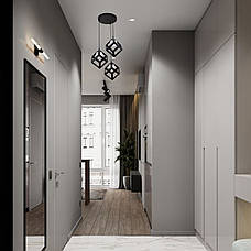 Чорна люстра з кубиками з плафоном всередині (56-PR160glass-3 BK+WH), фото 3