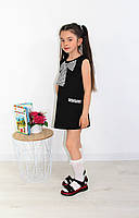 Сарафан для дівчинки з бантом Шкільна дитяча форма вік від 6 до 13 років чорного кольору, фото 3