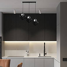 Чорна люстра з кубиками з плафоном всередині (56-PR160glass-3 BK+WH), фото 4