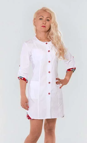 Жіночий медичний халат Квіти, фото 2