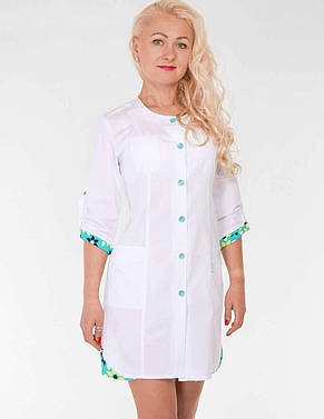 Жіночий медичний халат Квіти, фото 3