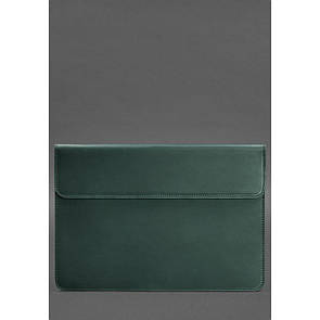 Шкіряний чохол-конверт на магнітах для MacBook 16 дюйм Зелений Crazy Horse