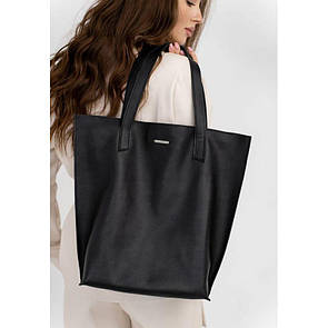 Шкіряна жіноча сумка-шопер DD. чорна