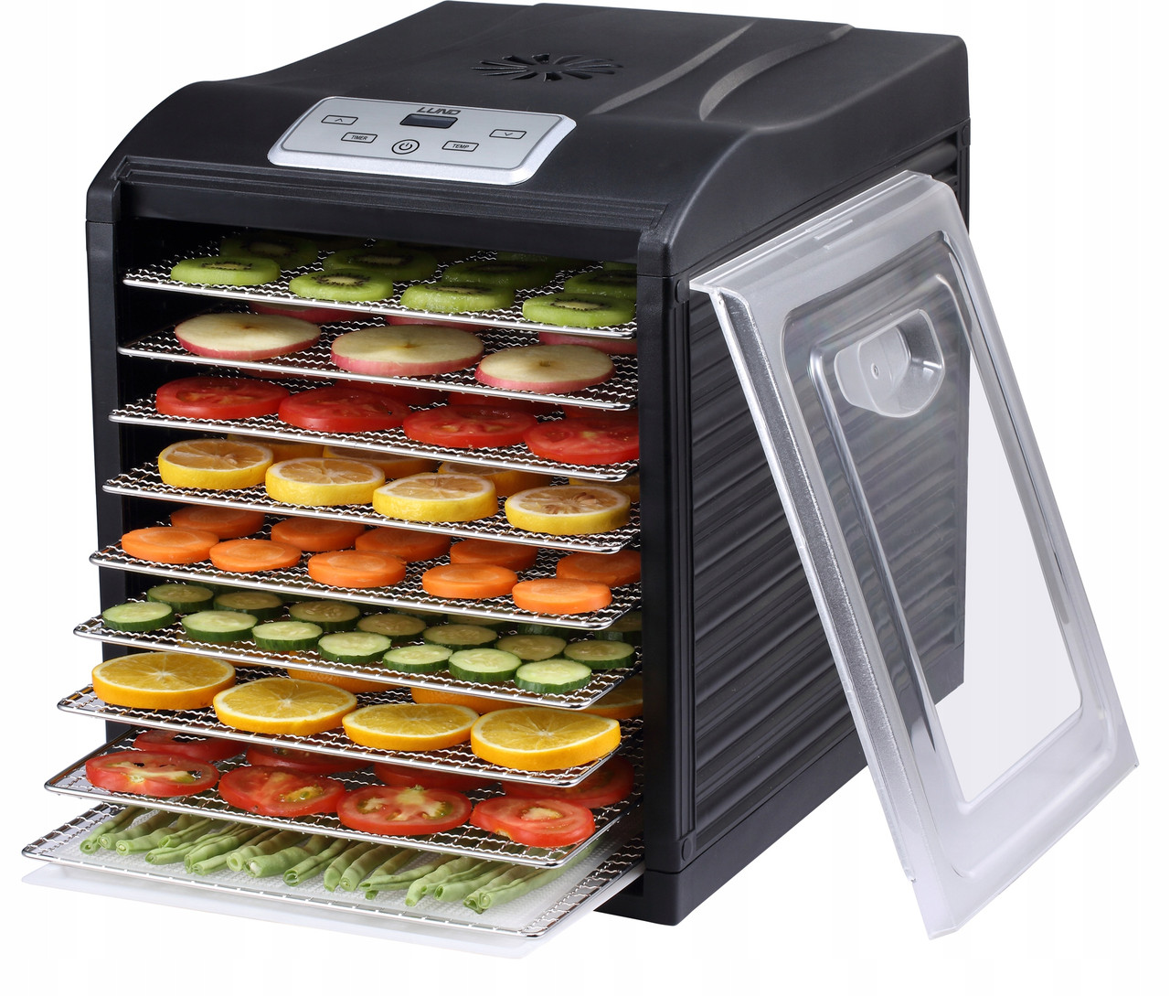 Сушарка харчова для овочів фруктів грибів м'яса Lund 68273 700 Вт 9 рівнів Чорна, фото 1