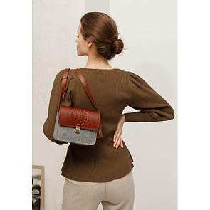Фетрова жіноча бохо-сумка Лілу зі шкіряними коричневими вставками