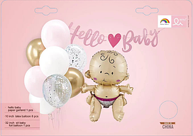 Набір тематичних кульок "Hello Baby Дівчинка".