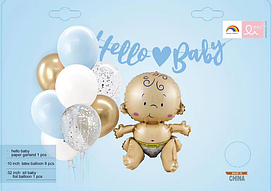 Набір тематичних кульок "Hello Baby Хлопчик".