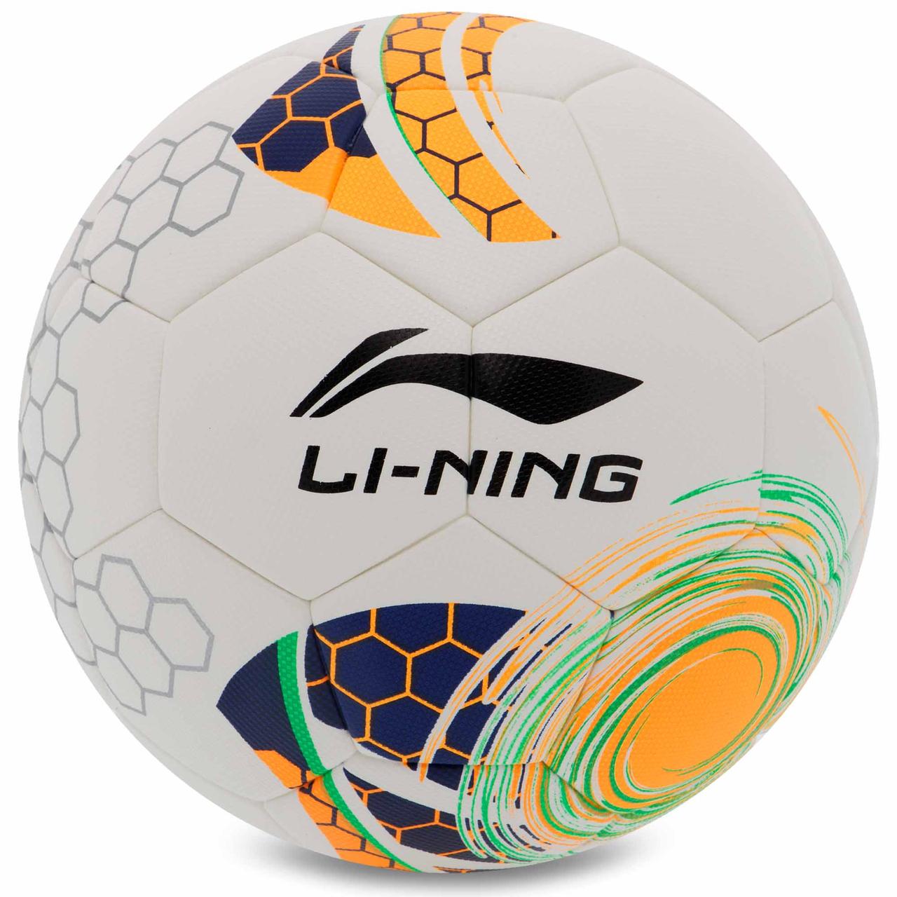 М'яч футбольний LI-NING LFQK579-1 No5 PU+EVA клейовий білий-жовтий