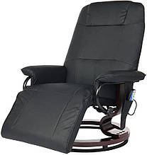 Крісло чорне для відпочинку з масажем + пуф + обігрів