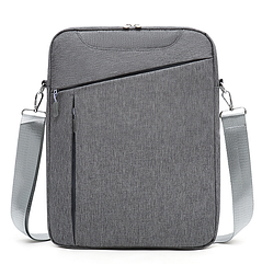 Сумка для ноутбука сіра 14.1" сіра вертикальна сумка для ноутбука через плече Ділова сумка сіра