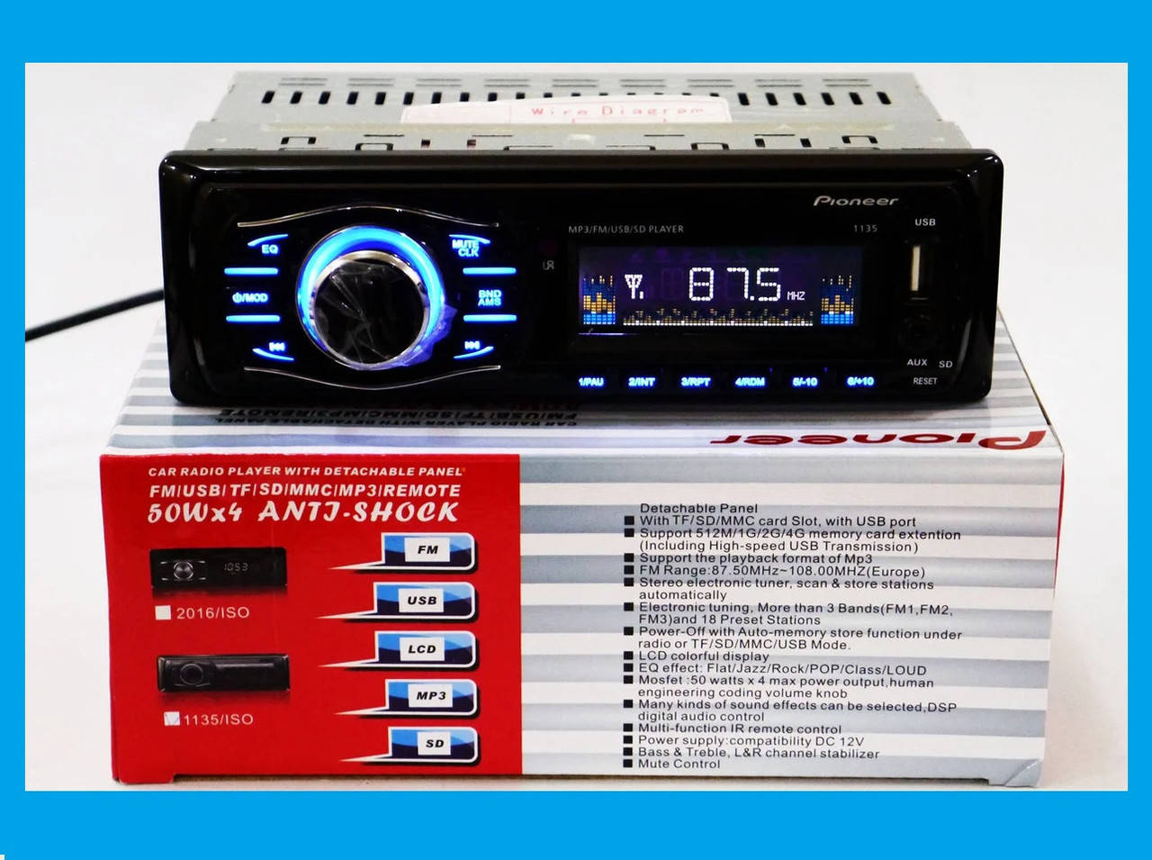 

Автомагнитола Pioneer 1136 магнитола Пионер в автомобиль Usb+Sd+Fm+Aux